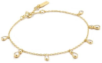 Ania Haie Gold Plated Polished teardrop CZ dangle ladies bracelet B078-02G