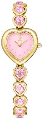 Swarovski Idyllia Heart (22mm) Pink Sunray Dial / Gold PVD Stainless Steel and Pink Crystal Bracelet 5741519