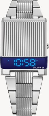 Bulova Archive Series Computron LED (31mm) Blue Digital Dial / Stainless Steel Bracelet 96C139
