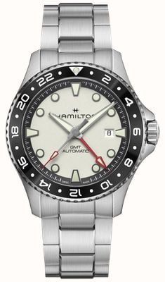 Hamilton Khaki Navy Scuba Automatic GMT (43mm) Grained White Dial / Stainless Steel Bracelet H82555150