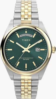 Timex Legacy Day-Date (41mm) Green Sunray Dial / Two-Tone Stainless Steel Bracelet TW2W42800