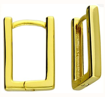 James Moore CME Silver Gold Plated Rectangle Huggies earrings H5599/Y