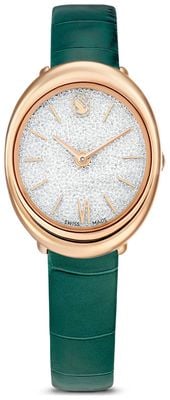 Swarovski Imber Oval (30mm) Silver Crystalline Dial / Green Italian Calf-Skin Leather Strap 5717536