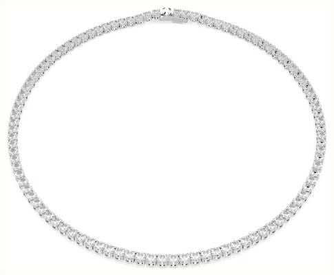 Swarovski Matrix Tennis Necklace, Round Cut, White, Rhodium Plated 5681796
