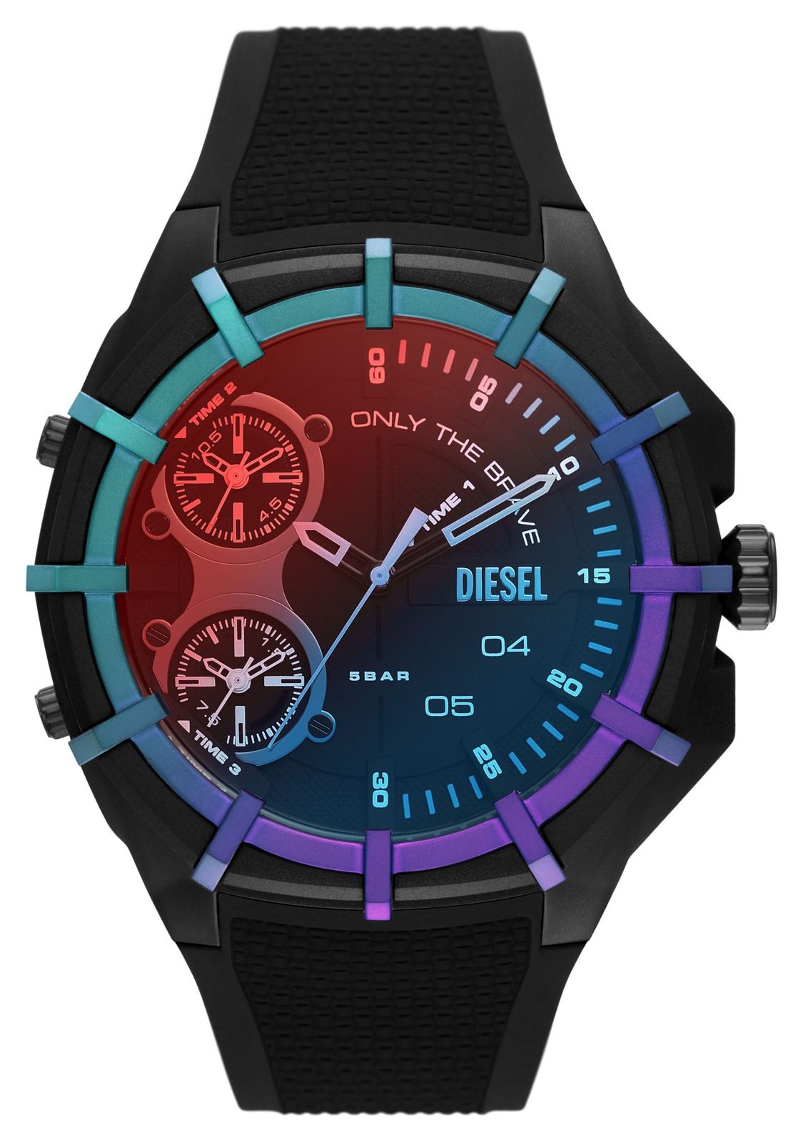 Diesel DZ1986 Men’s FRAMED Duel-Tone Bezel Silicone Strap Watch