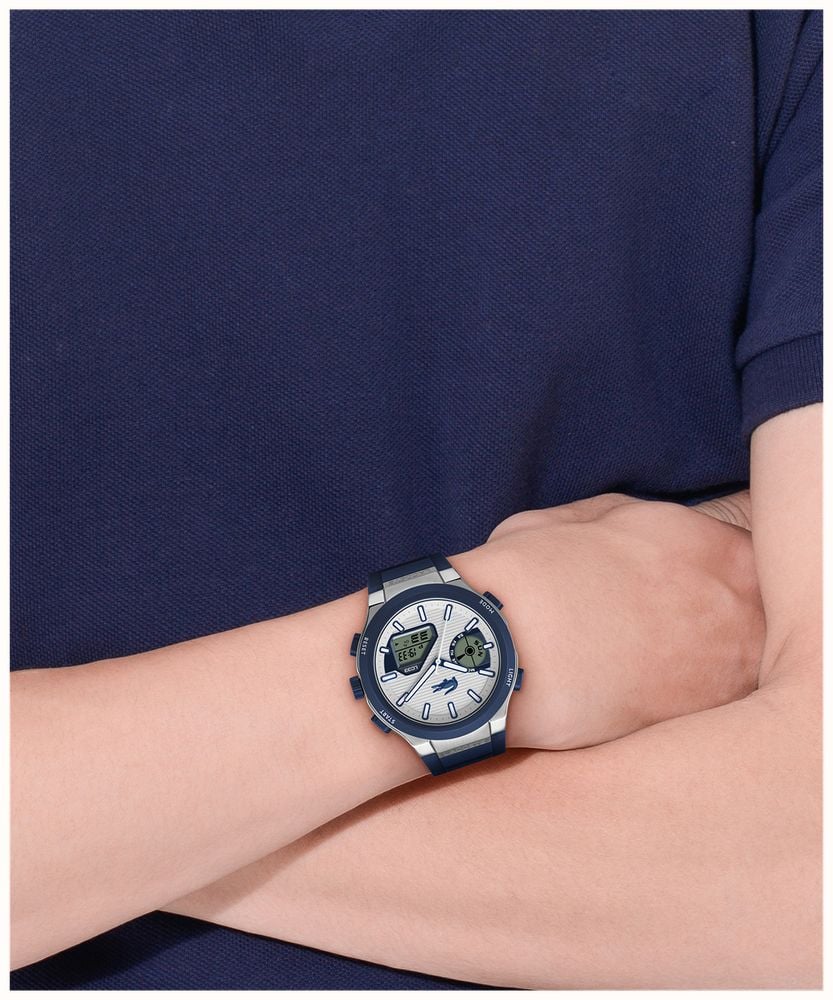 Lacoste Lc33 Dual-Display Multifunction Silver Dial Blue Silicone Strap Watch 2011515 - alternate view 5