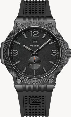 GLOCK Precision Small-Seconds Quartz (43mm) Black Textured Dial / Black Silicone RTF Strap GW-43-3-24