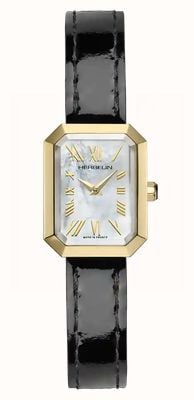 Herbelin Octogône Quartz (20.4mm) Mother-of-Pearl Dial / Black Leather Strap 17446P101