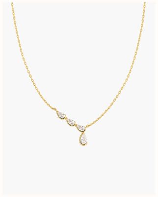 Ania Haie Gold Half-Bezel Angled & Dangle Teardrop Necklace N076-06G
