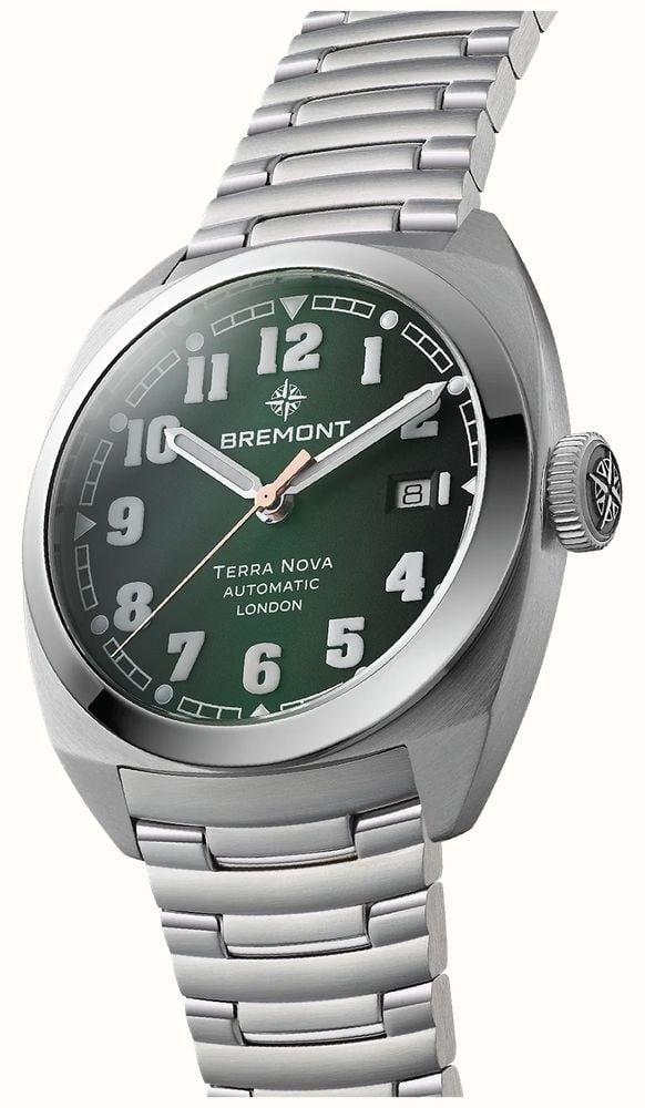 Bremont Terra Nova Date Automatic (40.5mm) Gradient Green Metal Dial / Stainless Steel Bracelet TN40-DT-SS-GN-B - alternate view 3