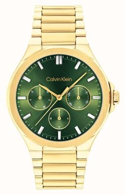 Calvin Klein Women's Vibrancy Green Dial / Gold-Tone Stainless Steel Bracelet 25100053