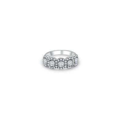 Bass Jewellery Platinum 5 stone halo ring 1.55ct rbc E94044