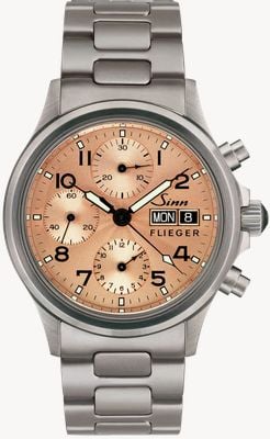 Sinn 356 SA Pilot II (38.5mm) Copper Electroplated Guilloché Dial / Steel H-Link Bracelet (German Date) 356.072 GERMAN-DATE H-LINK