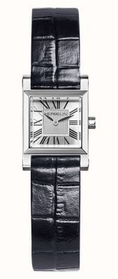 Herbelin Antarès Square Quartz (19.4mm) Silver Guilloché Dial / Navy Blue Croc-Effect Strap A17144AP01C126