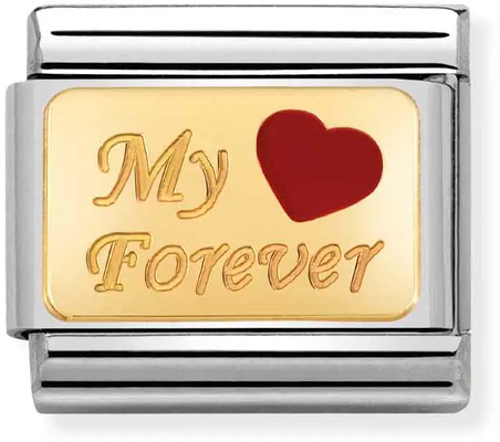 Nomination Classic My Forever 18ct Gold & Steel Enamel Charm 030284/26