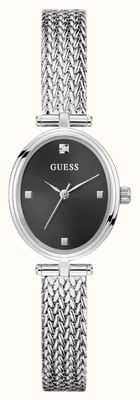 Guess RUBY Crystal (24mm) Black Sunray Dial / Stainless Steel Mesh Bracelet GW0935L1