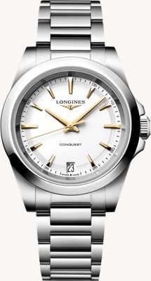 LONGINES Conquest Quartz (34mm) White Sandblasted Dial / Stainless Steel Bracelet L34604126