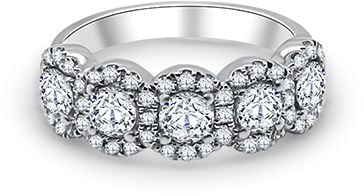 Bass Jewellery Platinum 5 stone halo ring 1.55ct rbc E94044