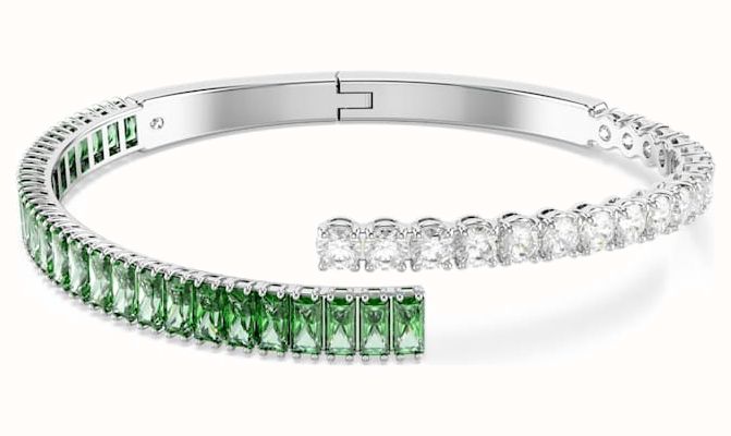 Swarovski Matrix Bangle Mixed Cuts, Green, Rhodium Plated 5722460