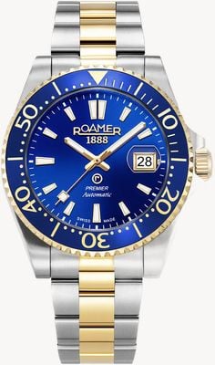 Roamer Premier Automatic (42mm) Blue Sunray Dial / Two-Tone Stainless Steel Bracelet 986983 47 45 20
