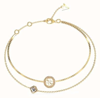 Guess Crystal Detail 4G Logo Charm Bracelet Gold JUBB04160JWYGL