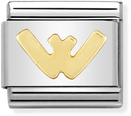 Nomination Classic Letter W 18ct Gold & Steel Charm 030101/23
