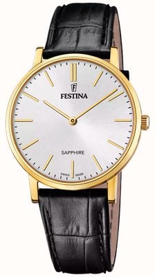Festina Swiss Made Classic Quartz (39.3mm) Silver Dial / Black Leather Strap F20016/1