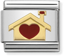 Nomination Classic Home With Heart 18ct Gold & Steel Enamel Charm 030283/07