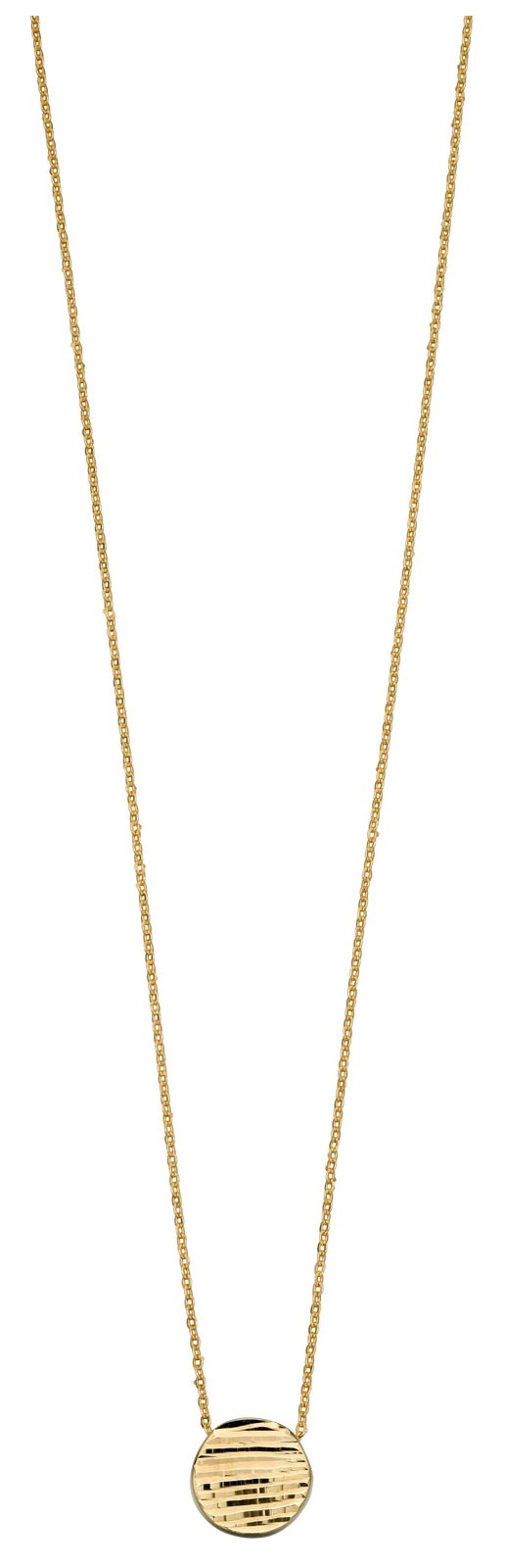 Elements Gold GN329 9k Yellow Gold Textured Circle Necklace Jewellery