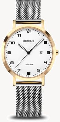 Bering Titanium Quartz (34mm) White Dial / Silver Milanese Bracelet 18634-010