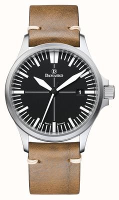Damasko DK32 Three-Hand Manufacture Automatic (39mm) Black Dial / Leather Strap Vintage "BIO" Watch DK32 BEIGE LEATHER STRAP