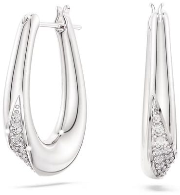 Swarovski Classica hoop earrings Round cut, Small, White, Sterling silver 5743474