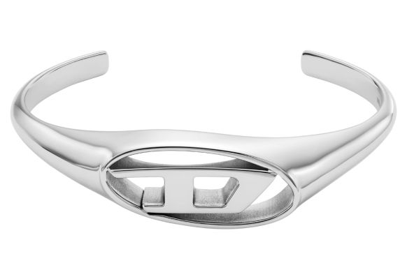 Diesel DX1597040 Men's Silver Oval D Logo Bangle Jewellery