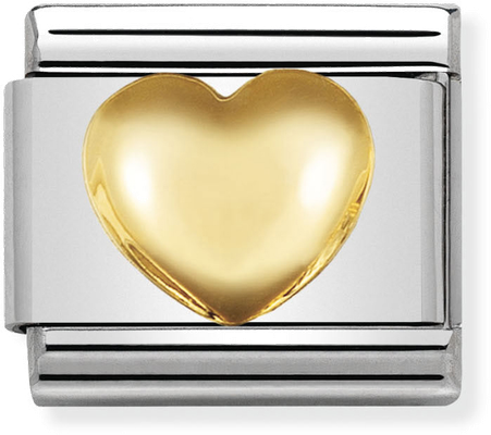Nomination Classic Raised Heart 18ct Gold & Steel Charm 030116/01