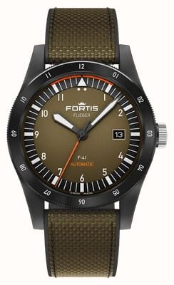 FORTIS Flieger F-41 Werk 7 Automatic Limited Edition (41mm) Tactical Green on Hybrid Strap F4220031