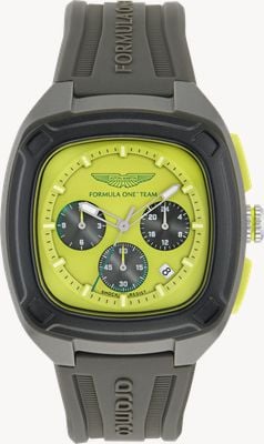 Aston Martin Aramco Formula One™ Team OVR W Quartz Chronograph (44mm) Yellow Dial / Grey Silicone Strap Watch MTFO1F504