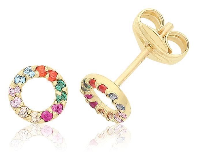 Treasure House ES733 9ct Yellow Gold Small Rainbow Cubic Jewellery