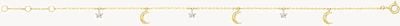 Treasure House Ladies 9ct Yellow Gold Cubic Zirconia Star And Moon Chain Bracelet BR651