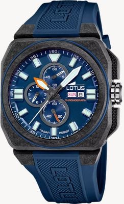 Lotus Carbon Fiber Square Chrono (45.4mm) Dark Blue Dial / Dark Blue Rubber Strap L18976/3