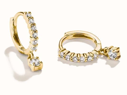 Thomas Sabo 18ct Gold Plated Classic Brilliant Cut Zirconia Hoop Earrings CR781-M01-14 - alternate view 4