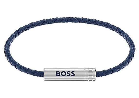 BOSS Jewellery 1580874 Ares Air Braided Cuff In Blue Leather