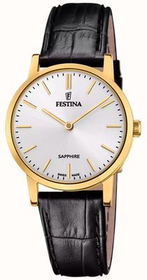 Festina Swiss Made Classic Quartz (29.3mm) Silver Dial / Black Leather Strap F20017/1
