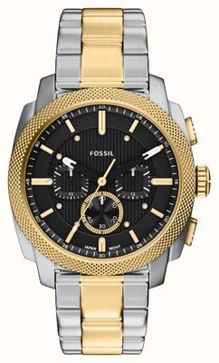Fossil Machine Quartz Chronograph (44mm) Black Dial / Two-Tone Stainless Steel Bracelet FS6159