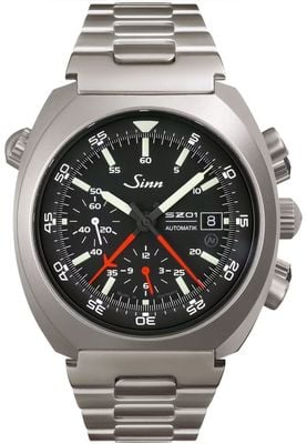 Sinn 140 St Space Chronograph (44mm) Matte Black Dial / Stainless Steel TEGIMENT Bracelet 140.020-BRACELET
