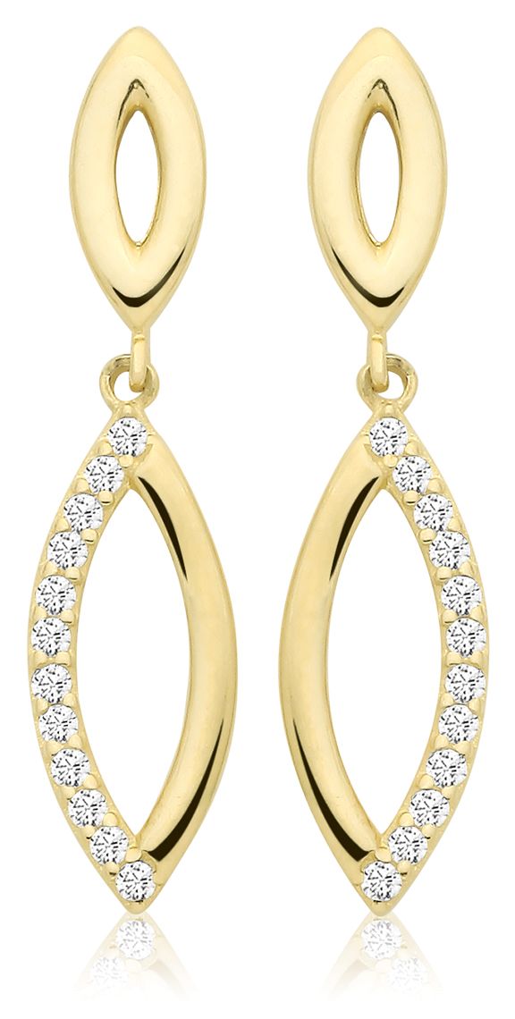 James Moore TH ES210S 9ct Yellow Gold And CZ Drop Earrings Jewellery