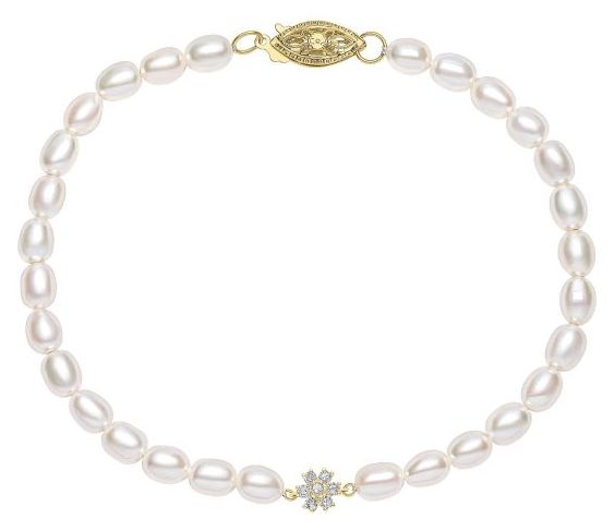 Elements Gold GB531W Seed Pearl and Flower Bracelet in 9ct Jewellery