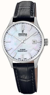 Festina Swiss Made Classic (29mm) Mother-of-Pearl Dial / Black Leather Strap F20009/7