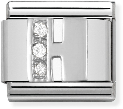 Nomination Classic Letter H Sterling Silver & Steel Cubic Zirconia Charm 330301/08