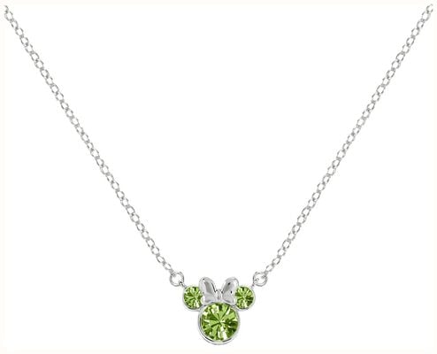 Disney Minnie Mouse Silver August CZ Birthstone Necklace N905424SAUGL-16.PH