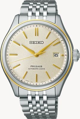 Seiko Presage Classic Series in Delicate Cream Silk (40.2mm) Champagne Dial / Steel Bracelet SPB478J1